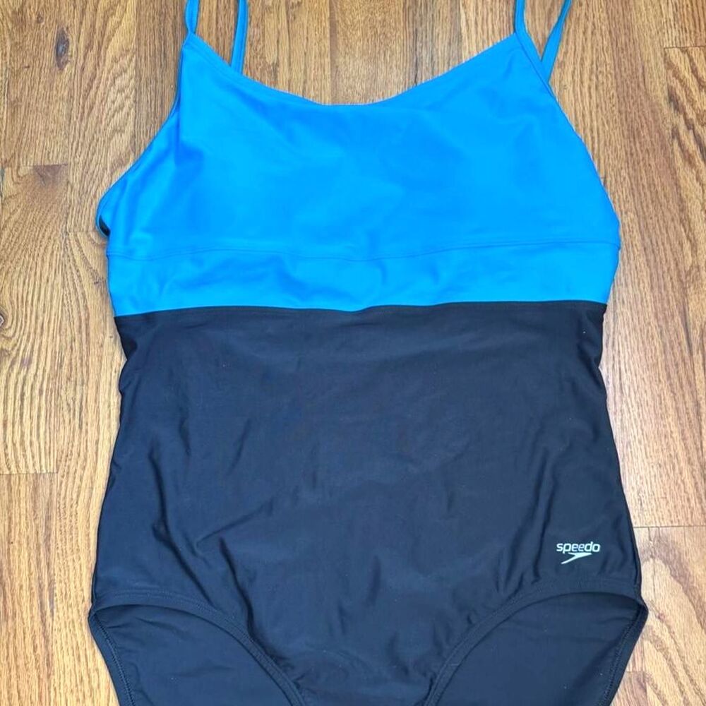 Speedo Women's Navy Blue & Aqua Blue Swimsuit-One-Piece Sz 18